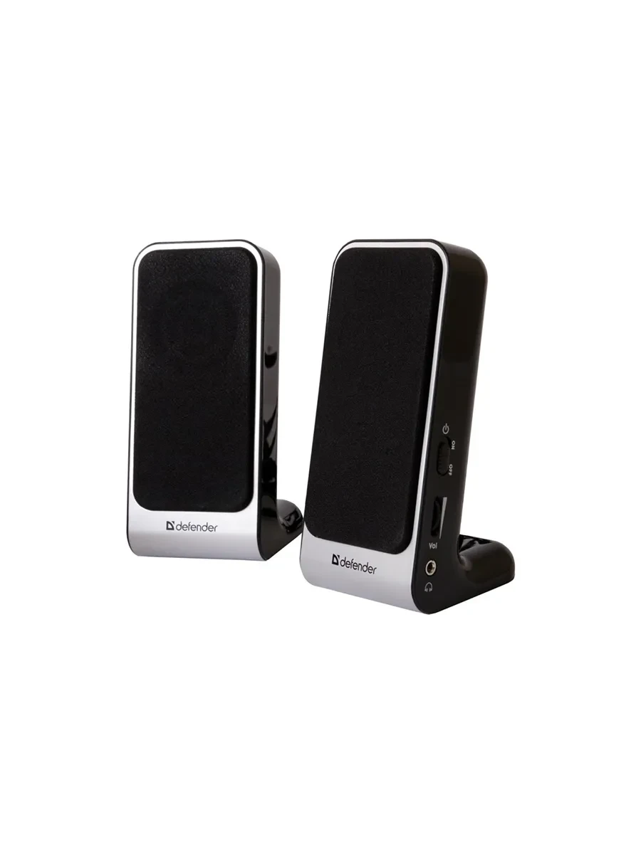 Колонки Defender SPK-220/225 (2.0) - Silver-Black, 4Вт (2х2) RMS, 200Hz-18kHz, USB, Mini Jack 3.5 mm — 2