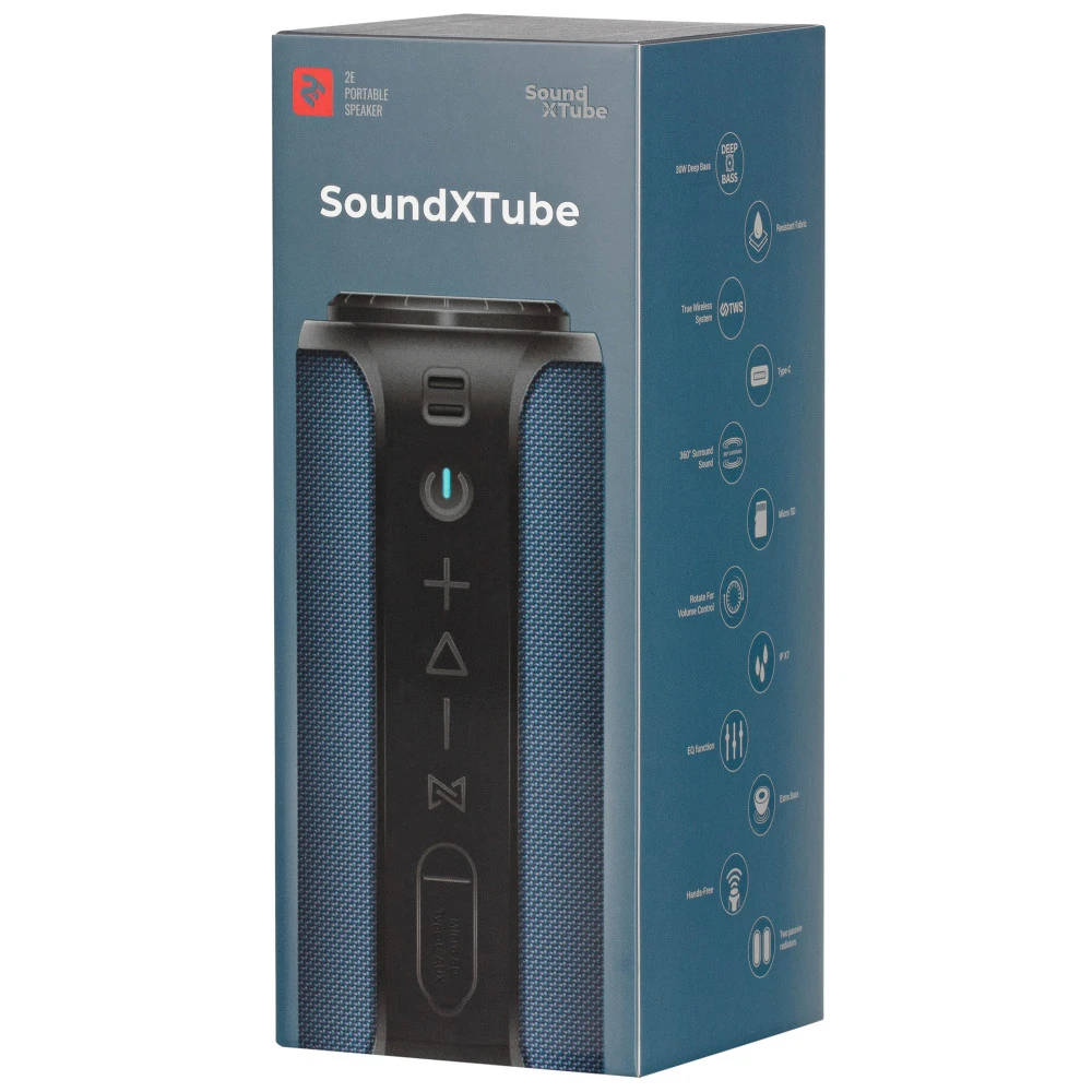 Колонка портативная 2E SoundXTube (2.0), Blue — 5