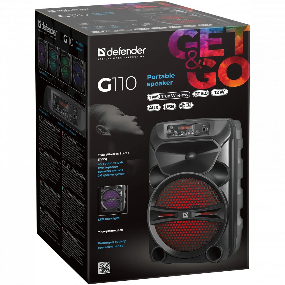 Колонка портативная Defender G110, Black — 2