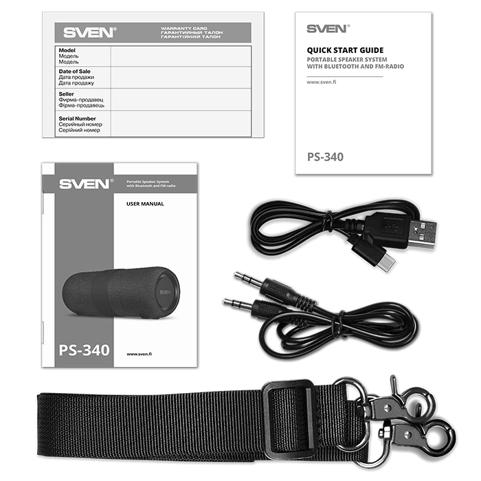 Колонка портативная Sven PS-340 (2.0), Black — 2