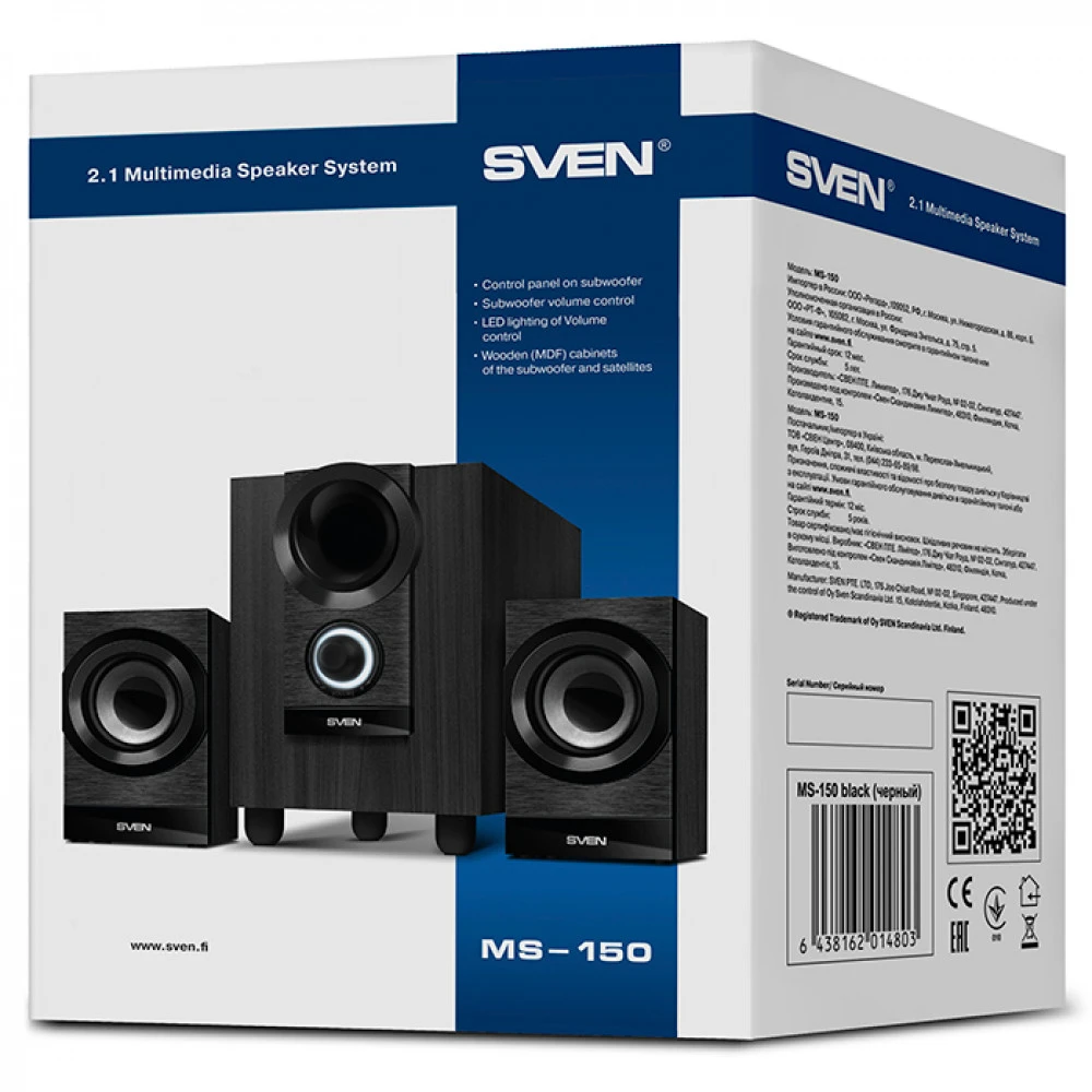 Колонки Sven MS-150 (2.1), Black — 4