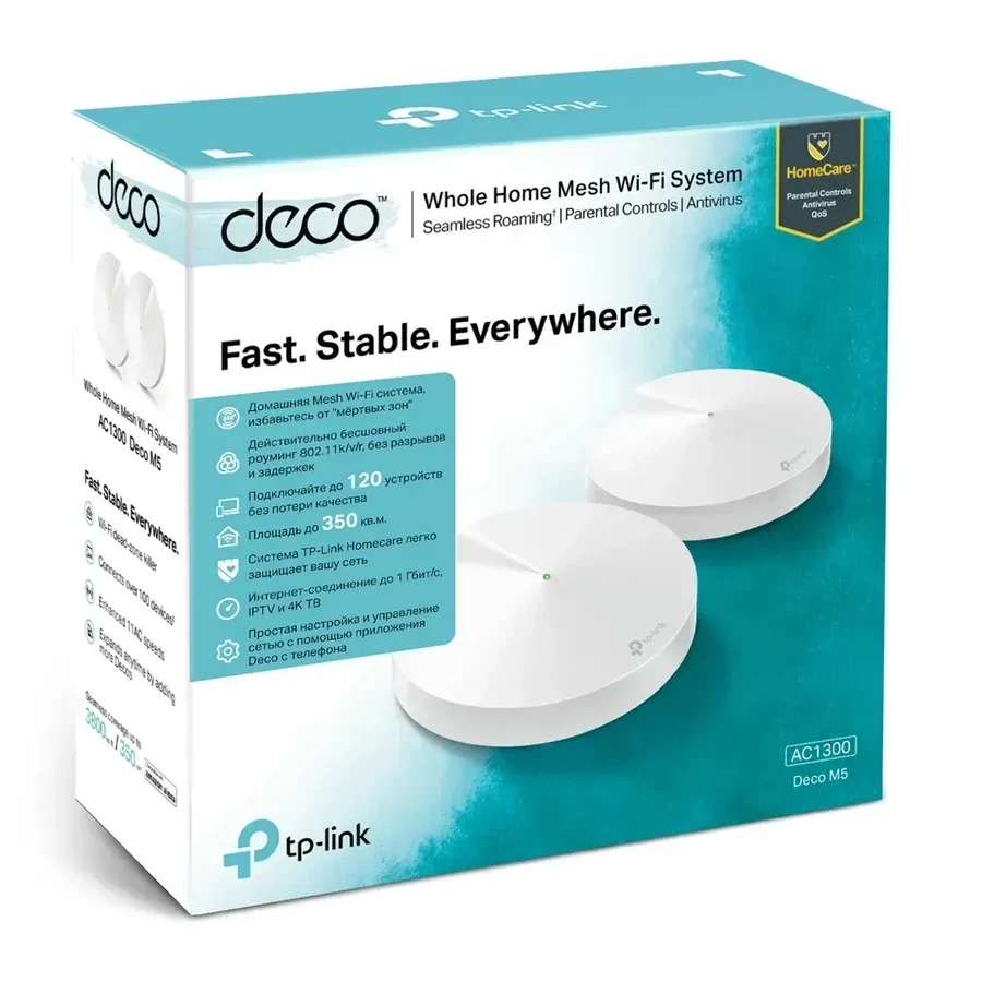 Mesh Wi-Fi система Mesh Tp-Link Deco M5 AC1300 GbE 2-pack Wi-Fi 5