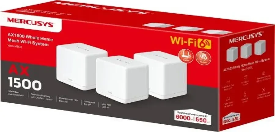 Mesh Wi-Fi система Mercusys Halo H60X, AX1500, 3 шт — 3