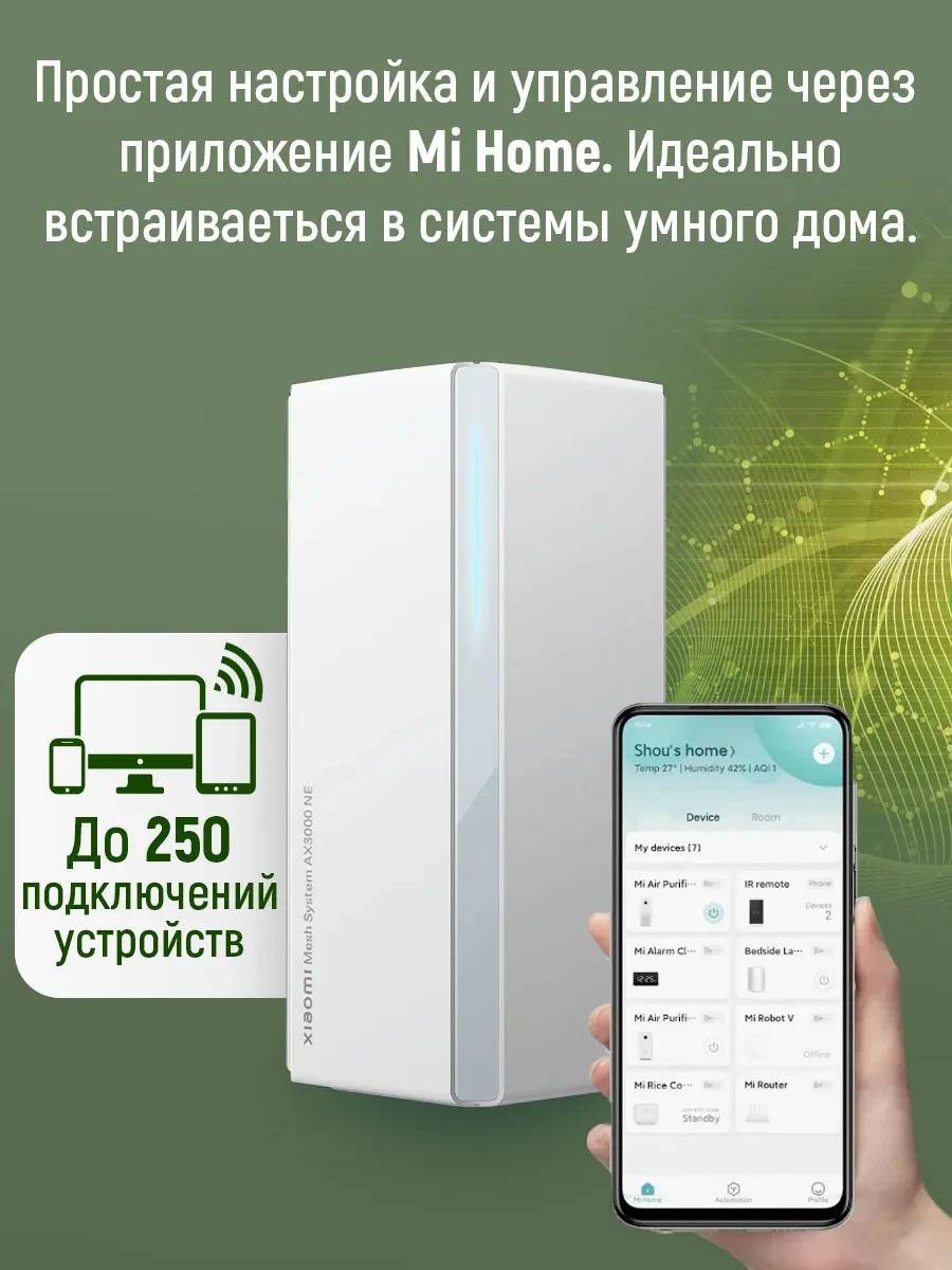 Маршрутизатор Xiaomi Mesh AX3000 NE, Wi-Fi 6 — 3