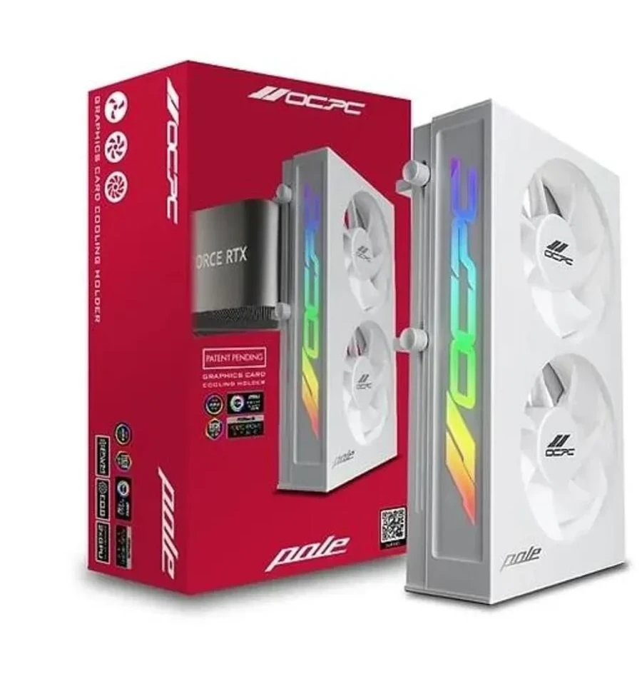 Держатель видеокарты OCPC Pole P1 ARGB, белый — 3