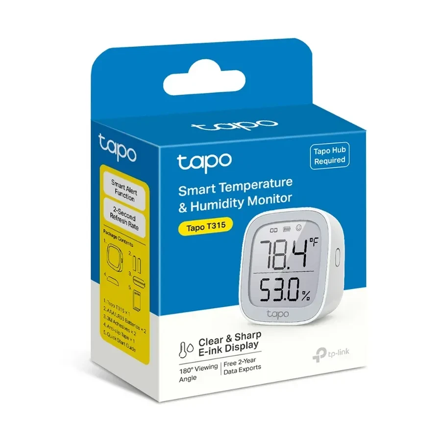 Умный датчик температуры Tapo T315, E-ink 2.7" — 3