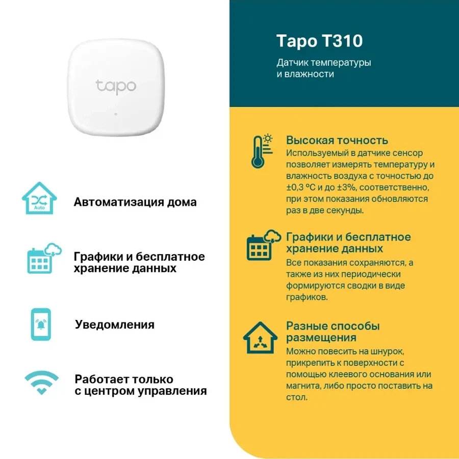Умный датчик температуры и влажности Tapo T310 — 2