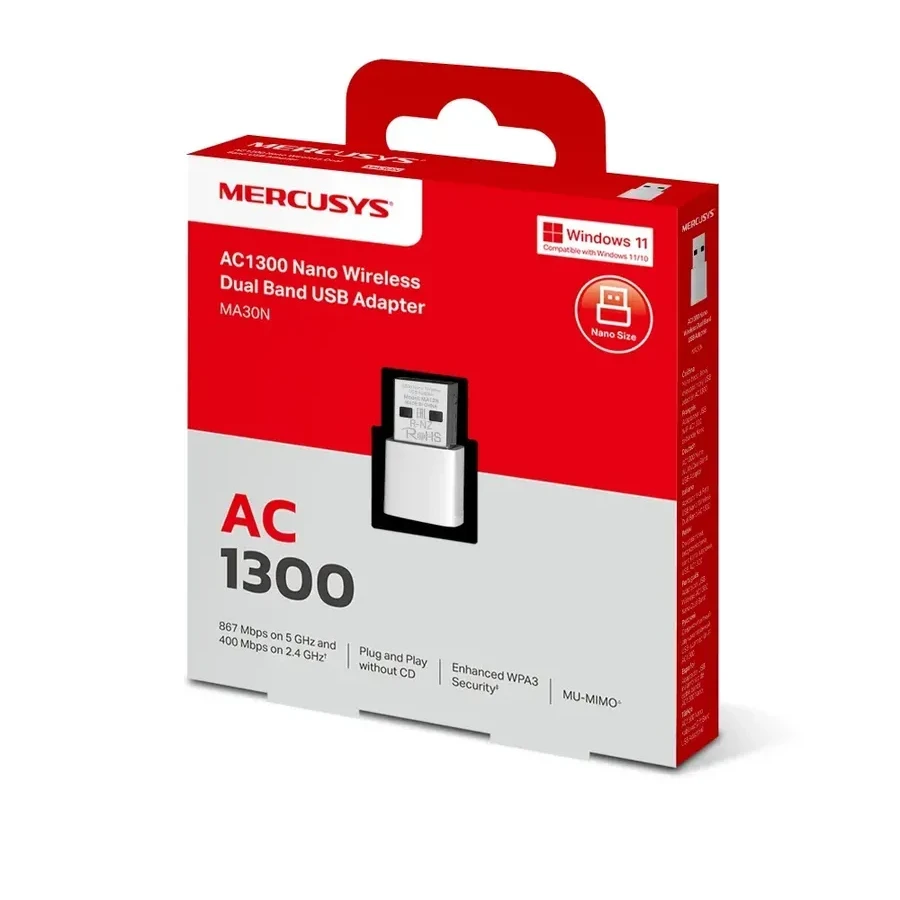 Адаптер Wi-Fi USB AC1300 Mercusys MA30N