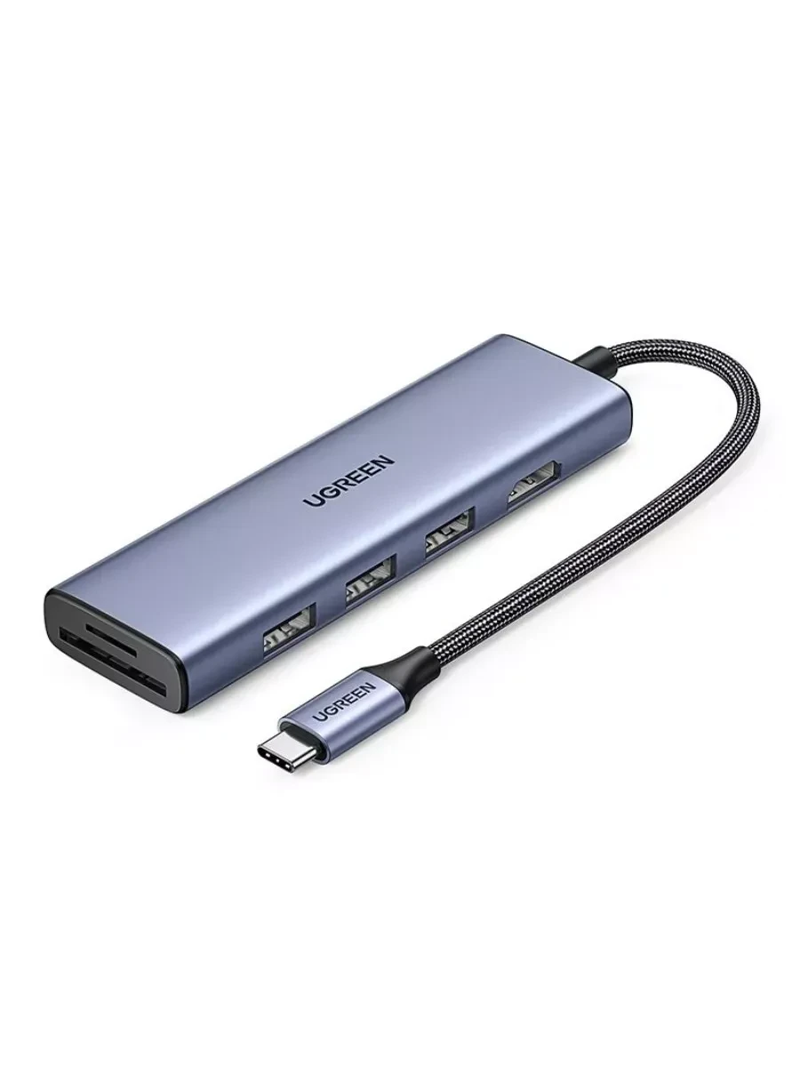 Адаптер Ugreen CM511, Type-C to HDMI+USB 3.0x3
