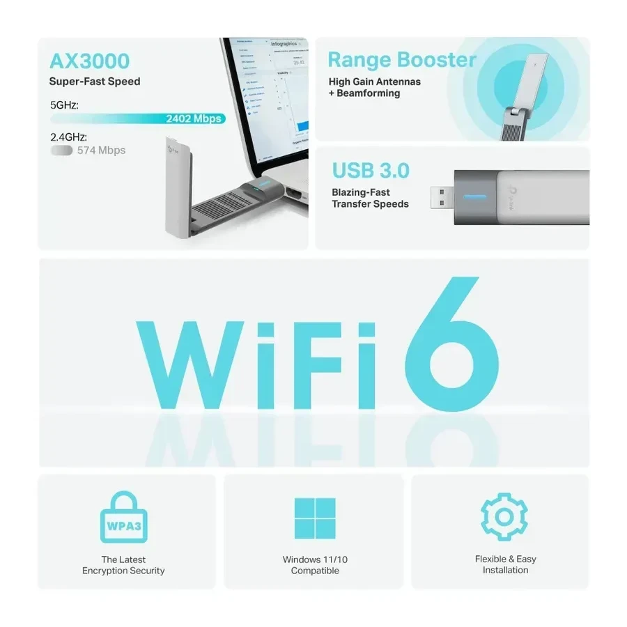 Сетевой адаптер Tp-Link Archer TX50UH AX3000 USB — 3