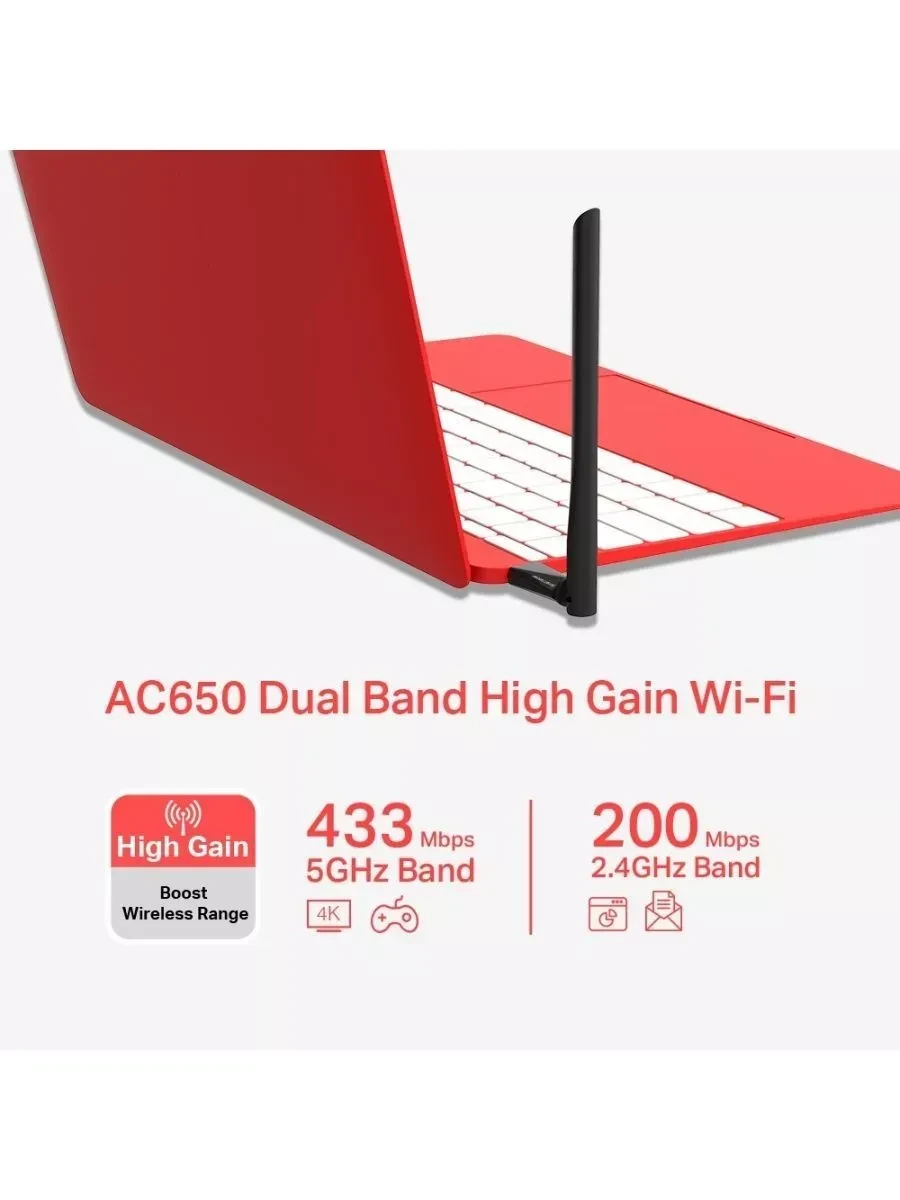 USB-адаптер Mercusys MU6H, AC650 двухдиапазонный Wi-Fi — 3