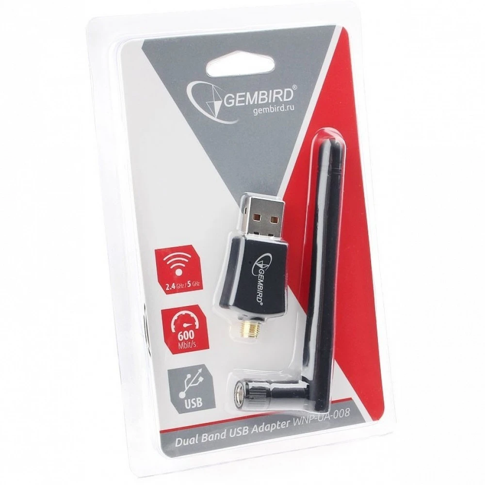 Беспроводной USB адаптер Gembird WNP-UA-009, WiFi 5, 433 Mbps — 4