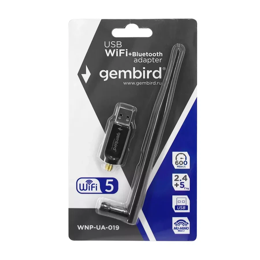 Беспроводной USB адаптер Gembird WNP-UA-019, BT, WiFi 5, 433 Mbps — 2