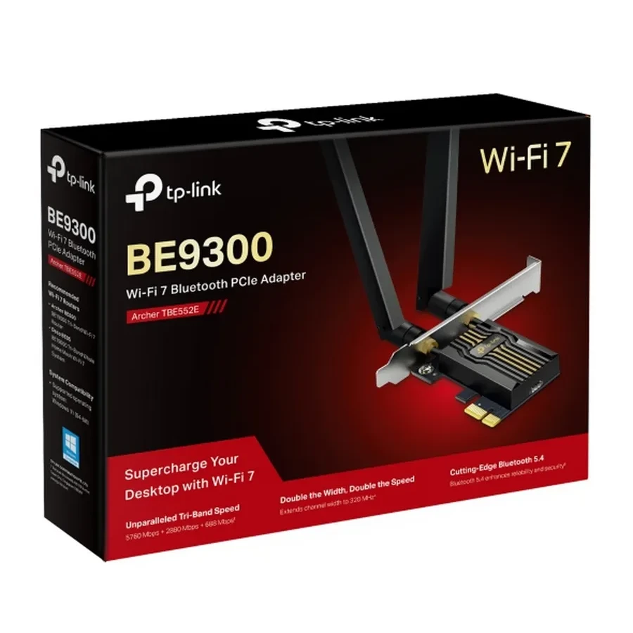 Сетевой адаптер беспроводной PCIe BE9300 Tp-Link Archer TBE552E Bluetooth 5.4 Wi-Fi 7 — 5