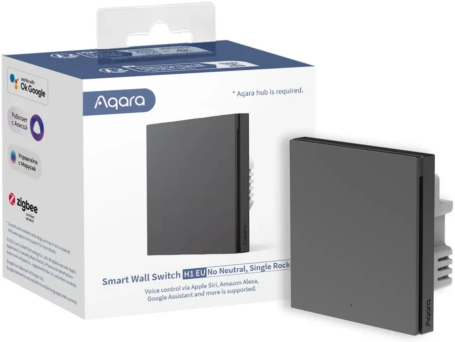Настенный выключатель AQARA Smart Wall Switch H1, серый — 2