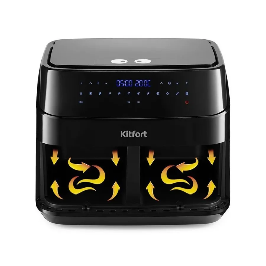 Аэрогриль Kitfort КТ-2250, 1750 Вт, 9 л, 2 чаши, 12 программ — 2