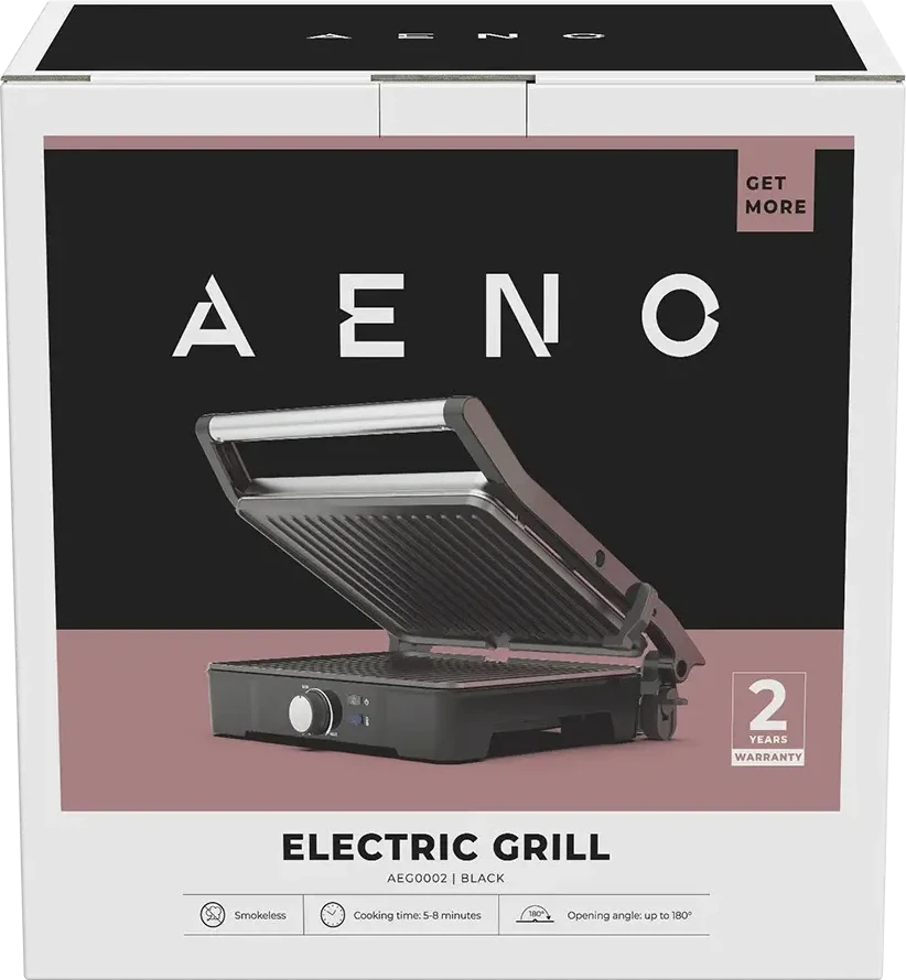 AENO Electric Grill EG2: 2000W, Temperature regulation, Max opening angle -180°, Plate size 290*234mm — 4