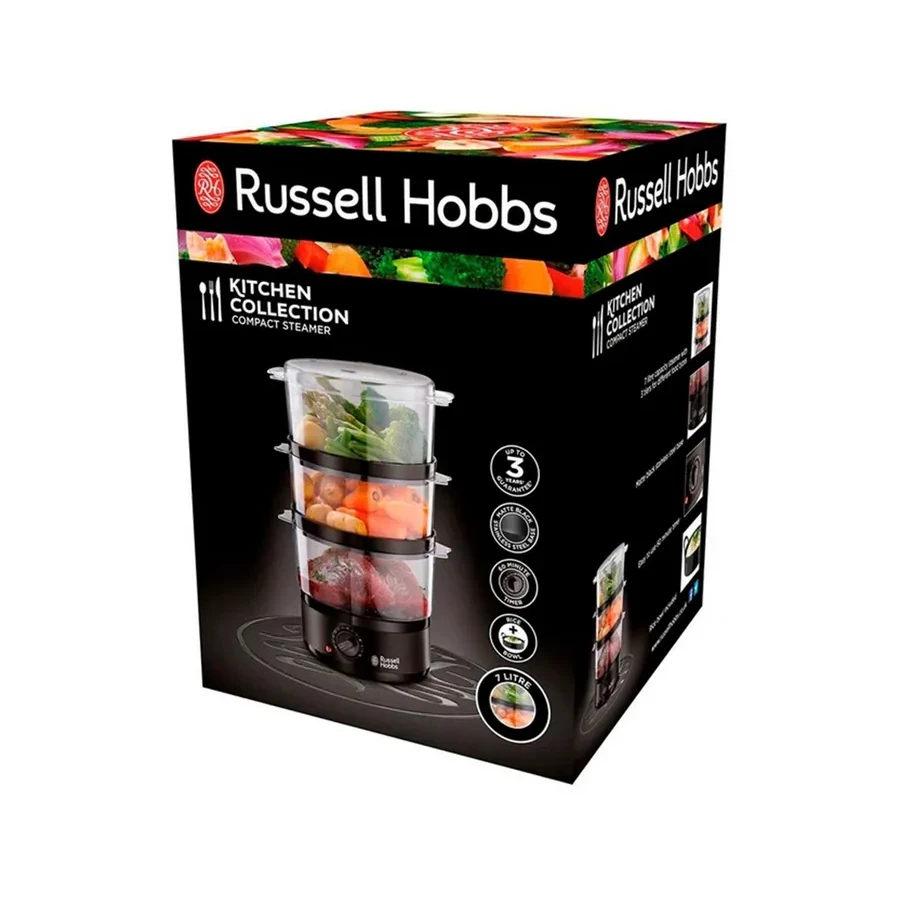 Пароварка Russell Hobbs 26530-56, 400 Вт, 3 яруса, черная — 3