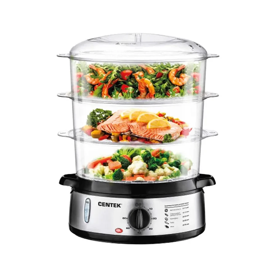 Пароварка Centek CT-1457, 800Вт, 3 контейнера, 9л