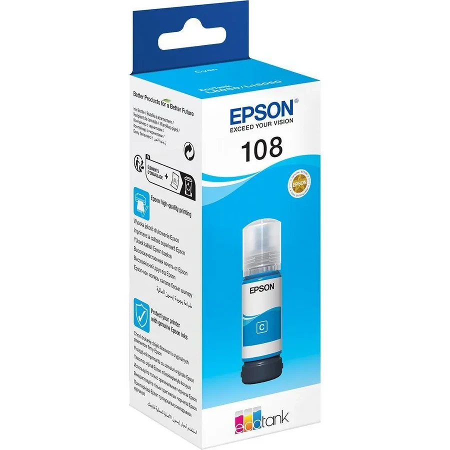 Картридж Epson C13T09C24A, 108 EcoTank, голубые чернила — 4
