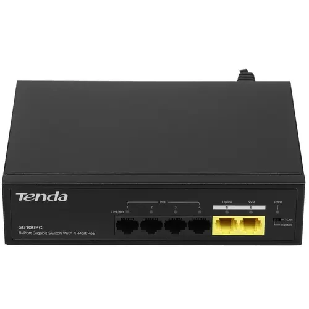 PoE-коммутатор Tenda SG106PC 6-port Gigabit Ethernet с 4-port PoE черный