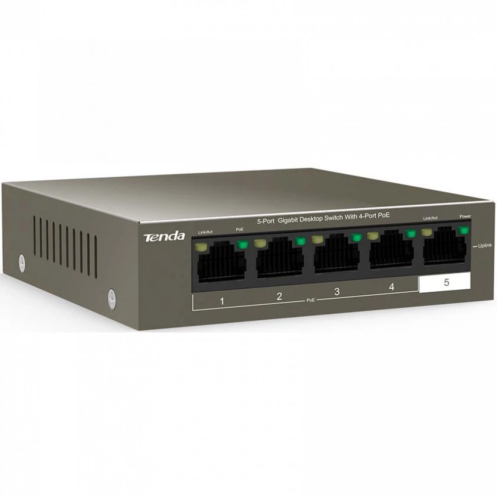 PoE-коммутатор Tenda TEG1105P-4-63W 5-port Gigabit Ethernet с 4-port PoE бронзовый