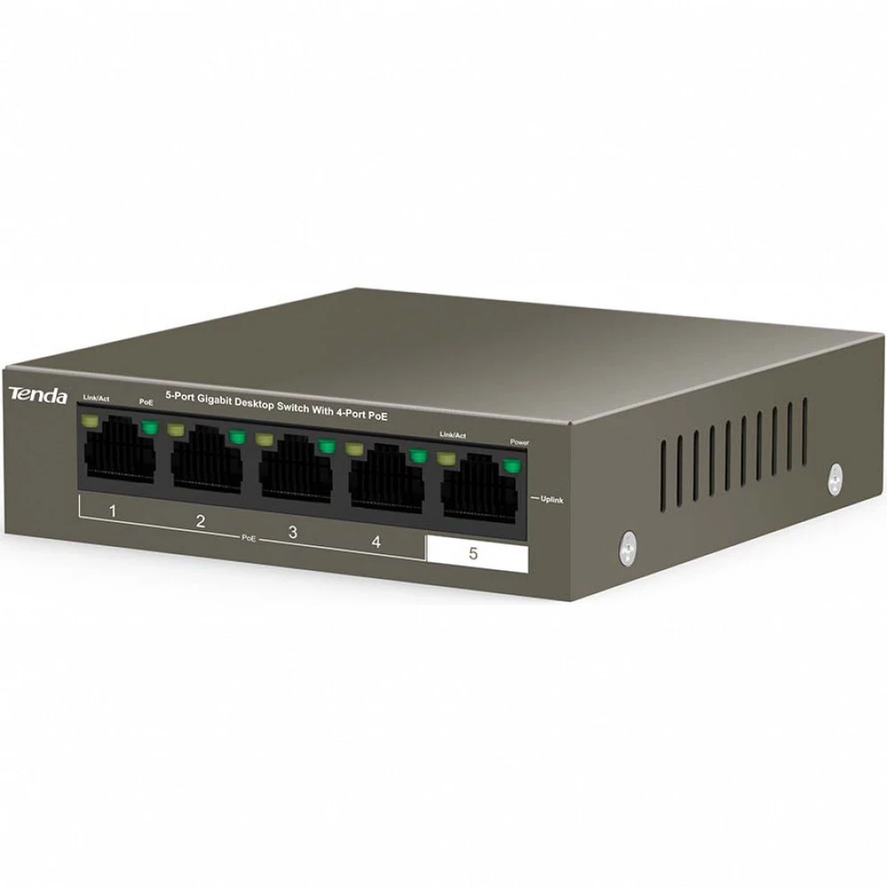 PoE-коммутатор Tenda TEG1105P-4-63W 5-port Gigabit Ethernet с 4-port PoE бронзовый — 3