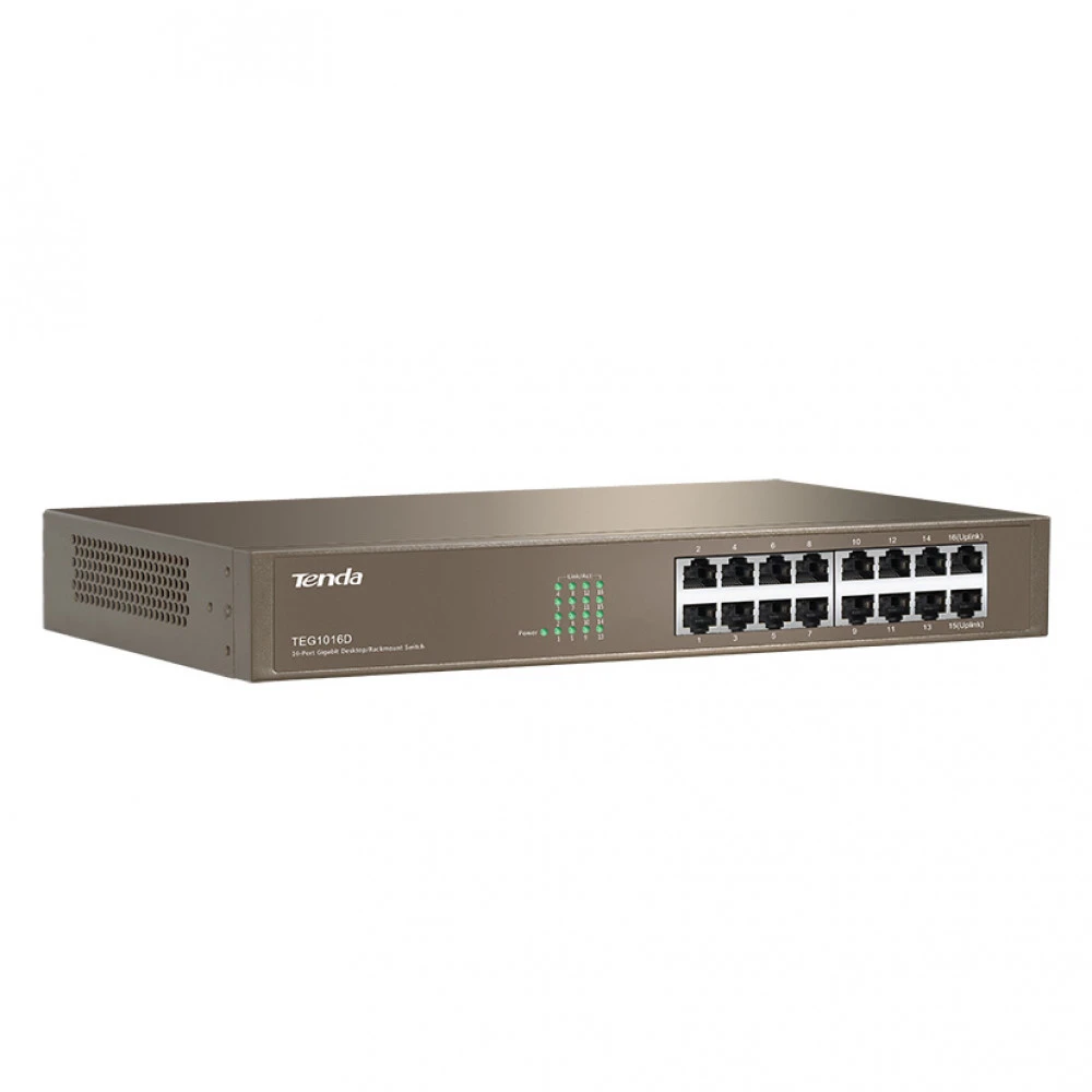 Коммутатор Tenda TEG1016D 16-port Gigabit Ethernet черный