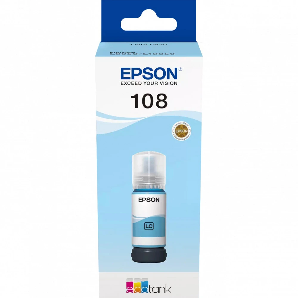 Картридж Epson, C13T09C54A 108 EcoTank, light blue — 4