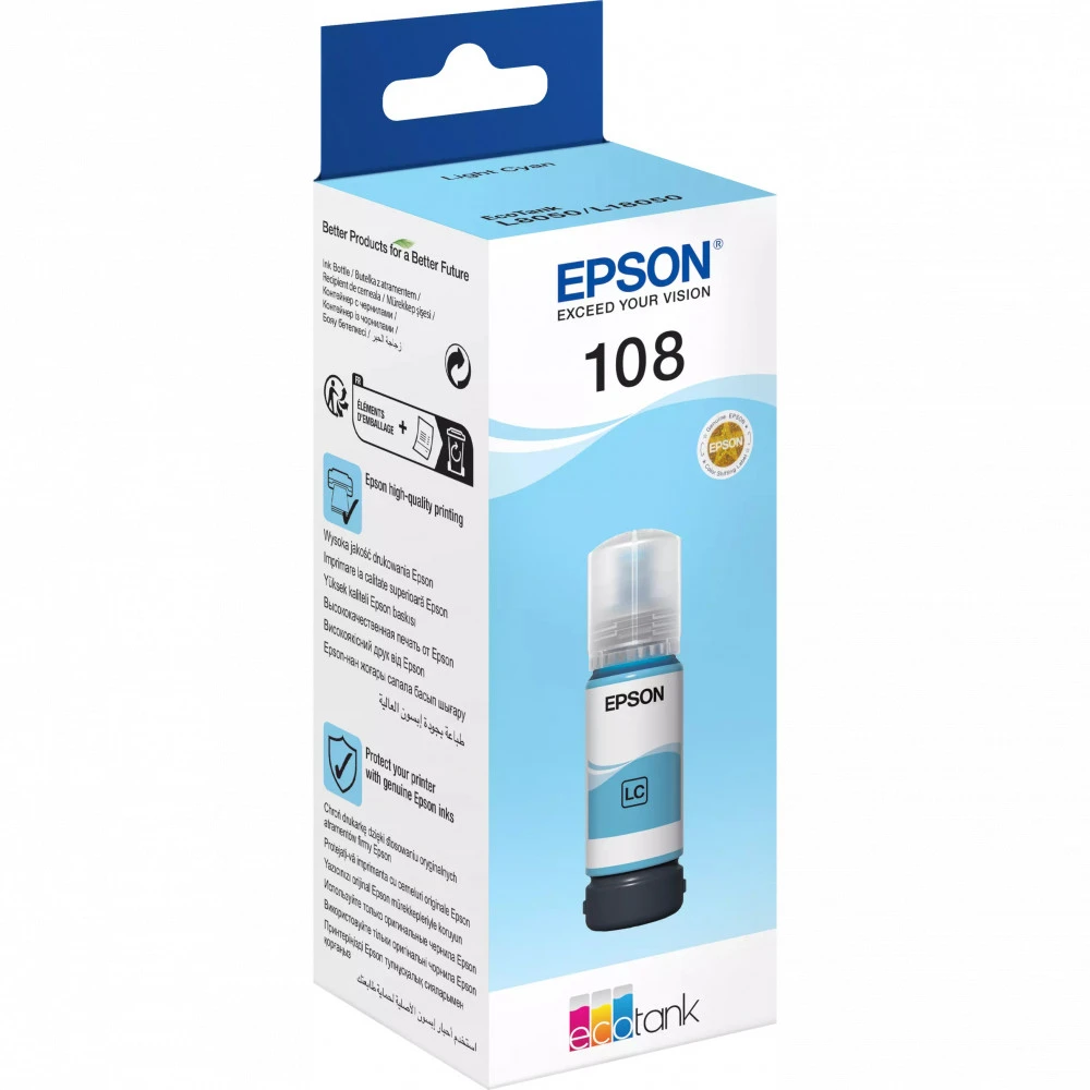 Картридж Epson, C13T09C54A 108 EcoTank, light blue — 5