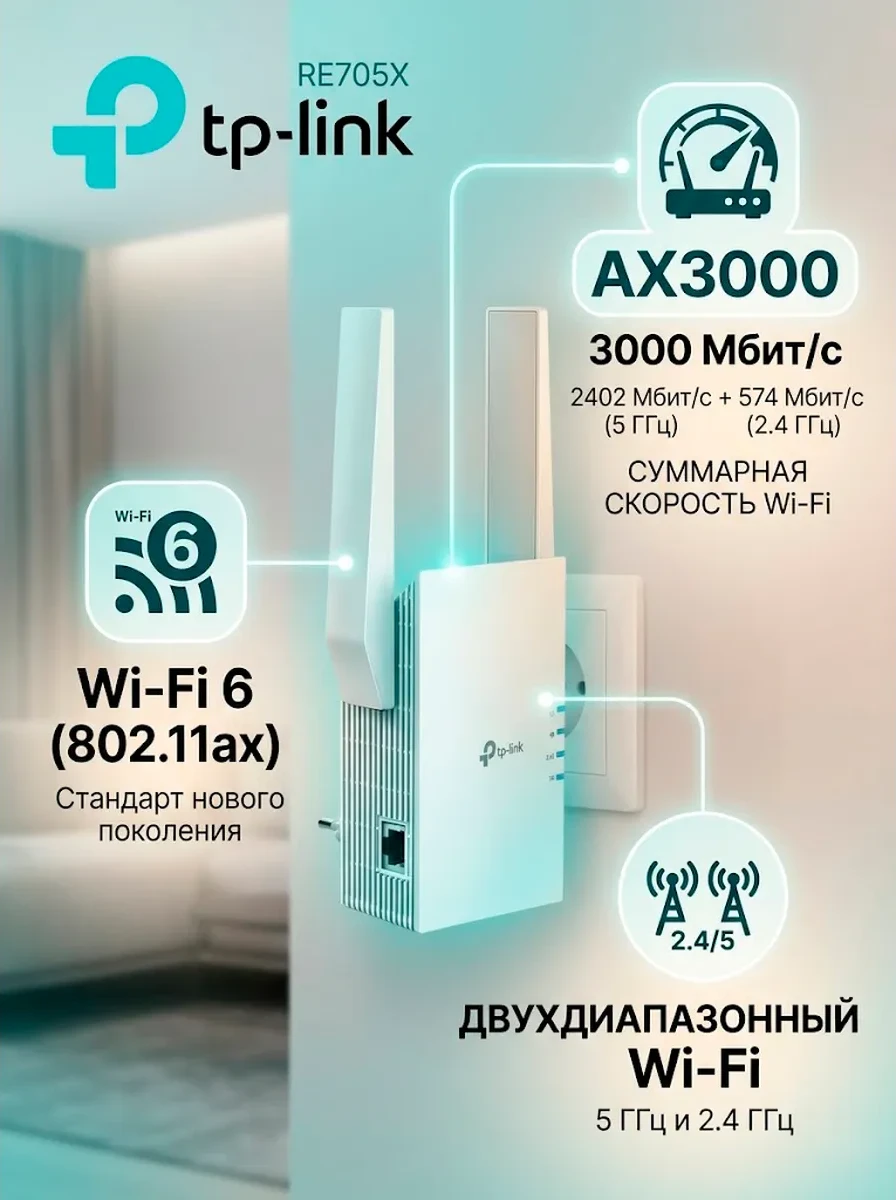 Повторитель беспроводной AX3000 Tp-Link RE705X