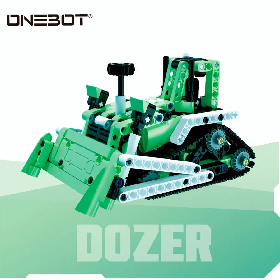 Конструктор ONEBOT Mini Engineering Bulldozer, 339+ деталей, зеленый