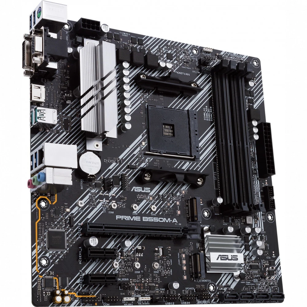 Матплата Asus Prime B550M-A, AM4,mATX,4DDR-4,PCI-Ex16,4SATA,2xM.2,VGA,DVI,HDMI,12USB