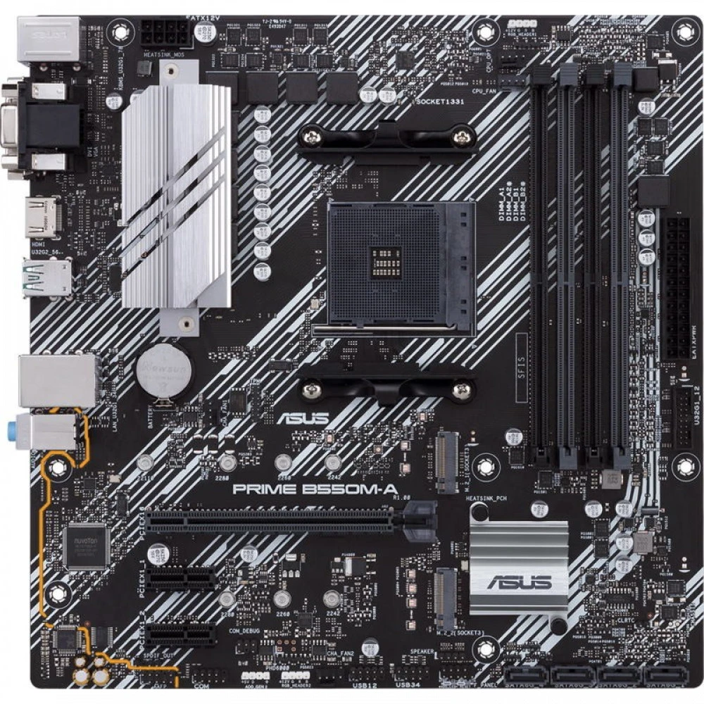 Матплата Asus Prime B550M-A, AM4,mATX,4DDR-4,PCI-Ex16,4SATA,2xM.2,VGA,DVI,HDMI,12USB — 2