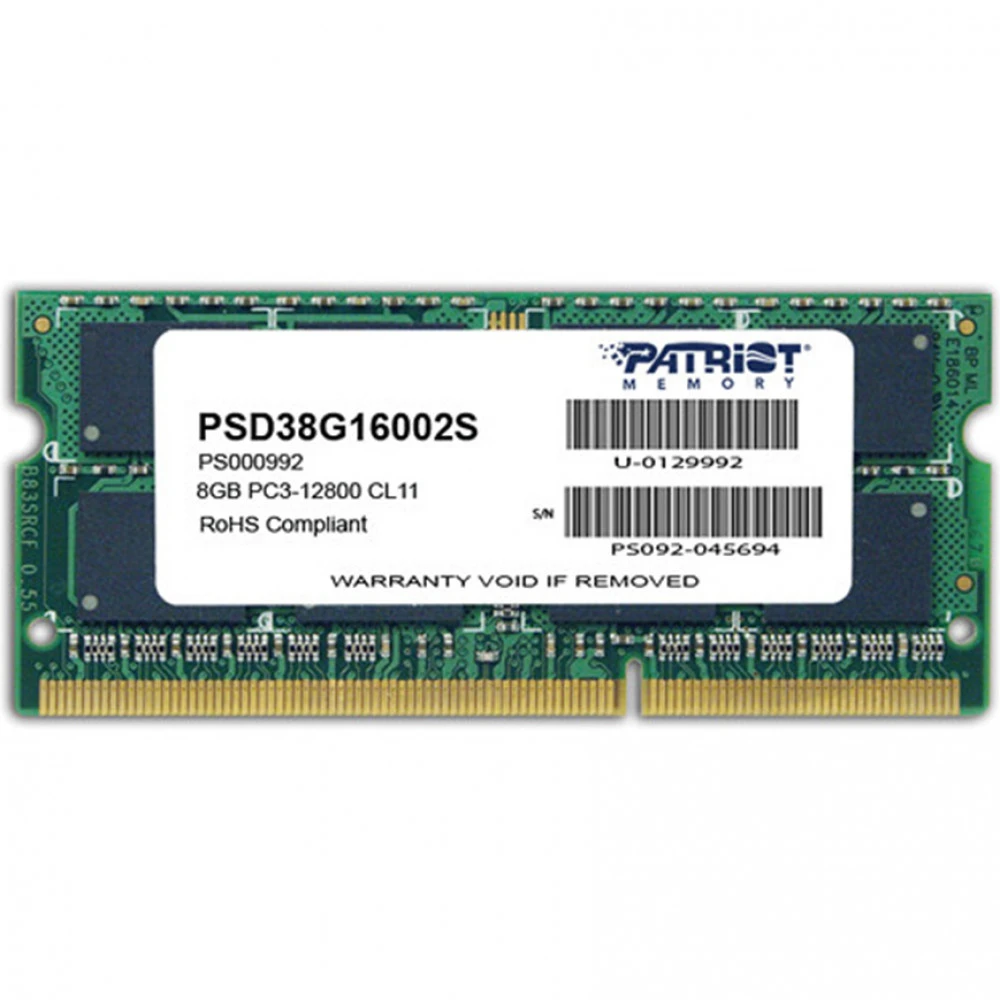 Оперативная память SO-DIMM 8GB DDR3 PC12800/1600MHz Patriot Signature Line, BOX (PSD38G16002S) — 2