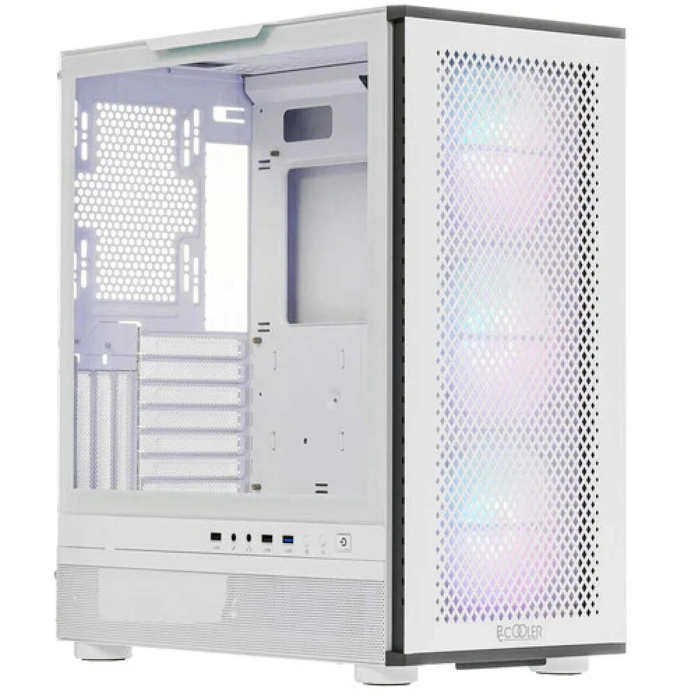 Корпус PCCooler ME200W MESH, ATX, 3xARGB вентилятора, белый