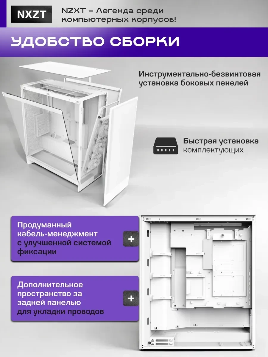 Корпус NZXT H7 Flow 2024, Mid-Tower ATX, белый — 4
