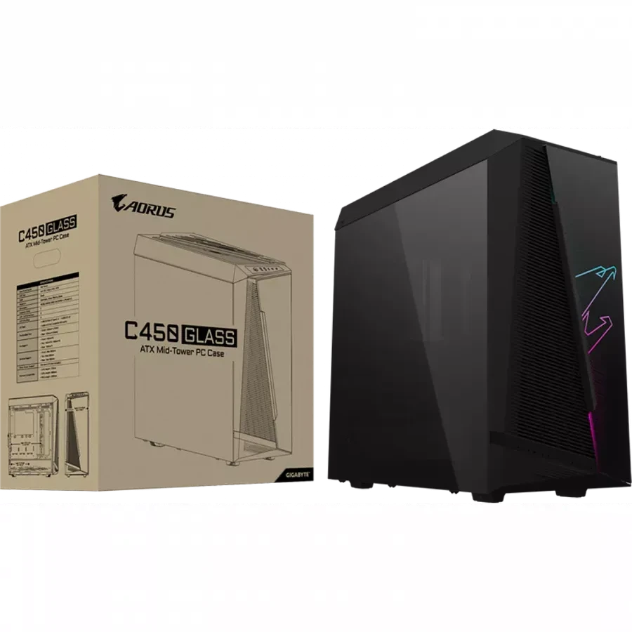 Корпус Gigabyte AORUS C450 GLASS ATX, RGB, чёрный — 5