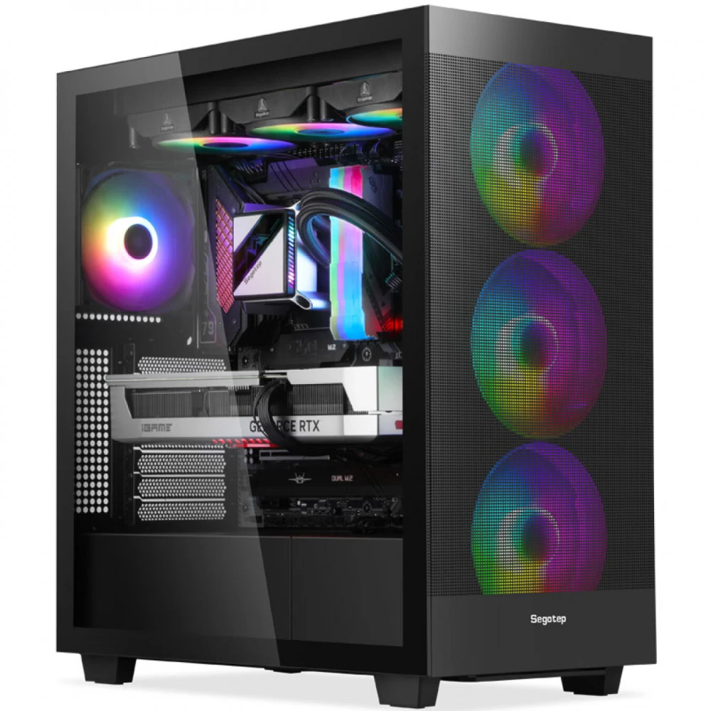 Корпус SEGOTEP Memphis-Flow Glass, ATX, чёрный — 2