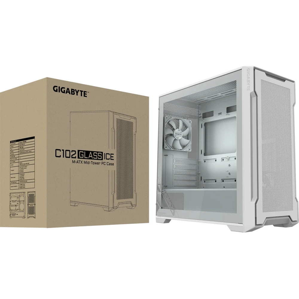 Корпус Gigabyte C102 GLASS mATX/Mini-ITX, 2 USB 3.0, белый — 5