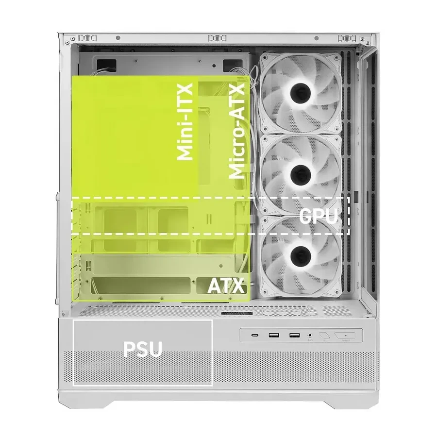 Корпус MSI MAG PANO 110R PZ White, ATX/mATX/mITX, Type-C — 2