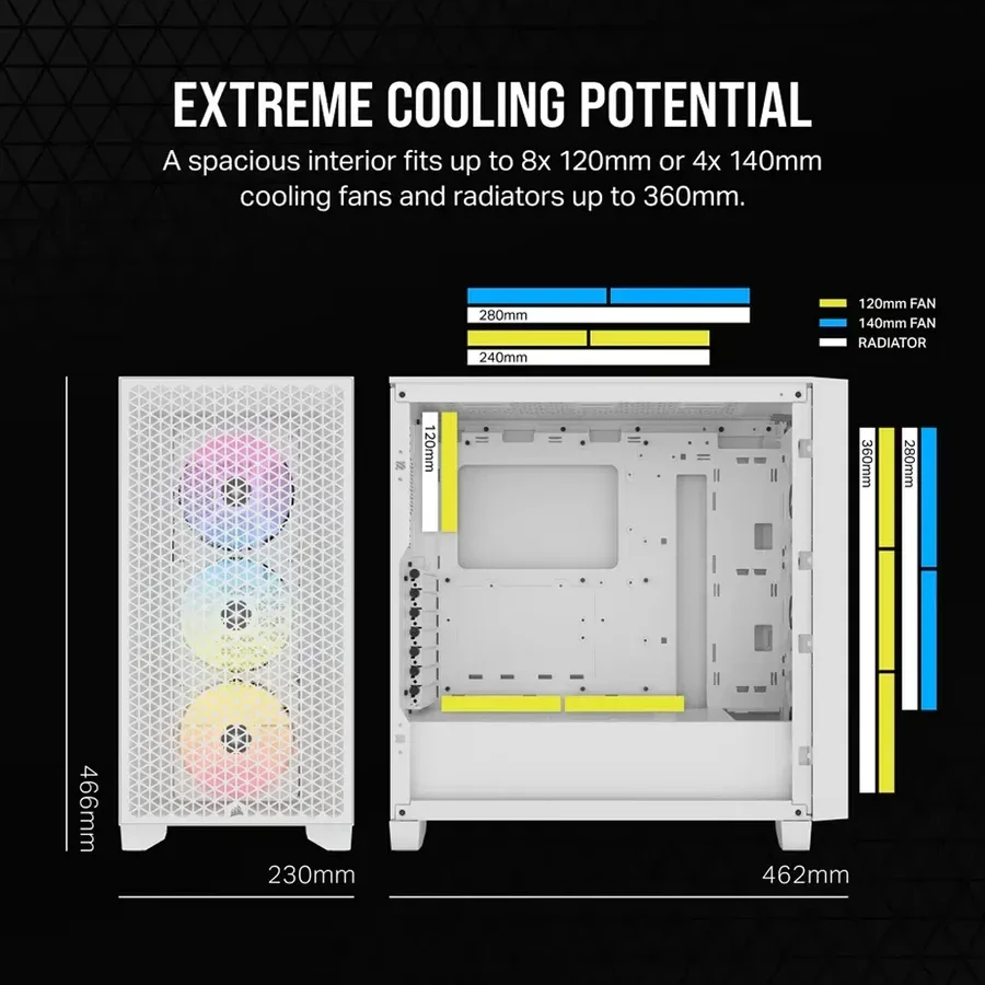 Корпус Corsair 3000D RGB Mid-Tower, белый