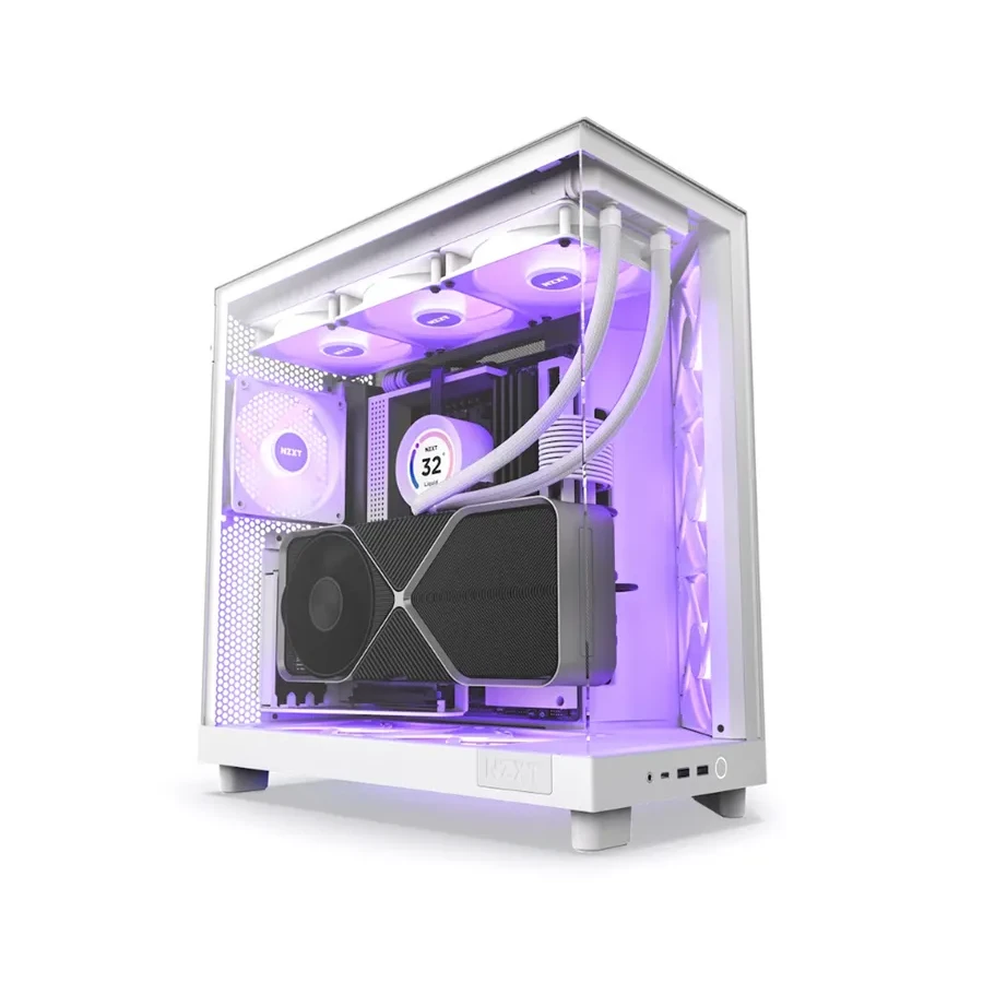 Корпус NZXT H6 Flow RGB 2023, ATX, RGB вентиляторы, белый — 2