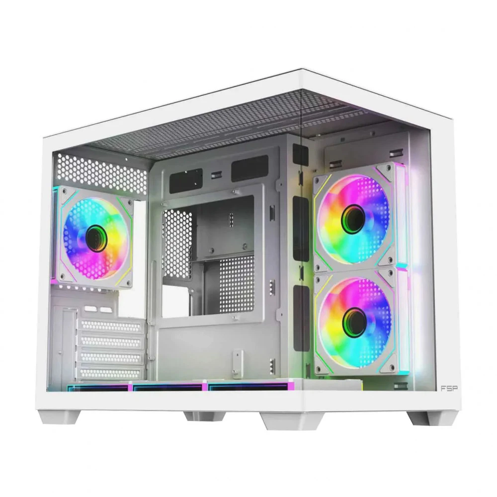 Корпус FSP S342-WA, mATX, 2xUSB3.0+Type-C, 6xARGB, белый