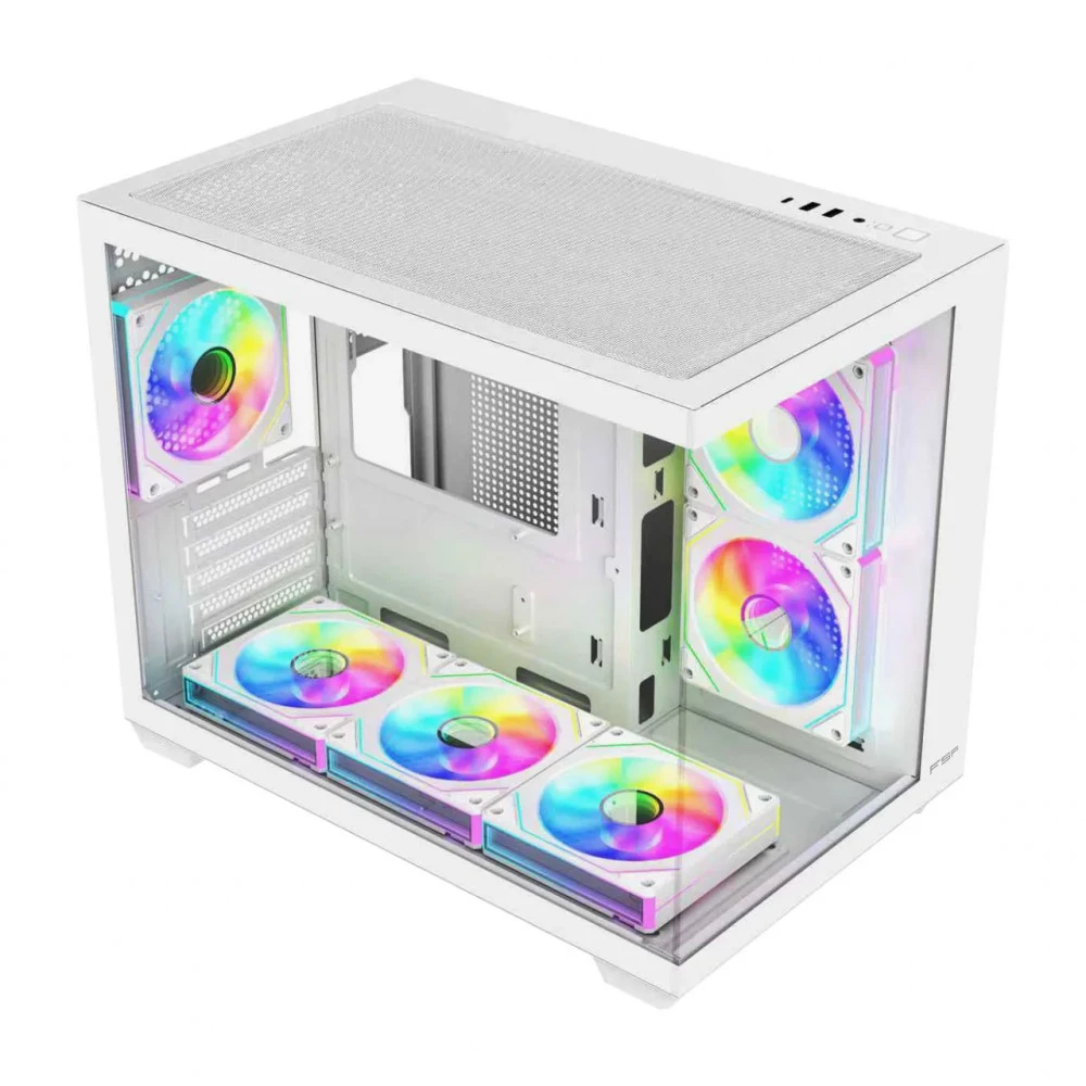 Корпус FSP S342-WA, mATX, 2xUSB3.0+Type-C, 6xARGB, белый — 2