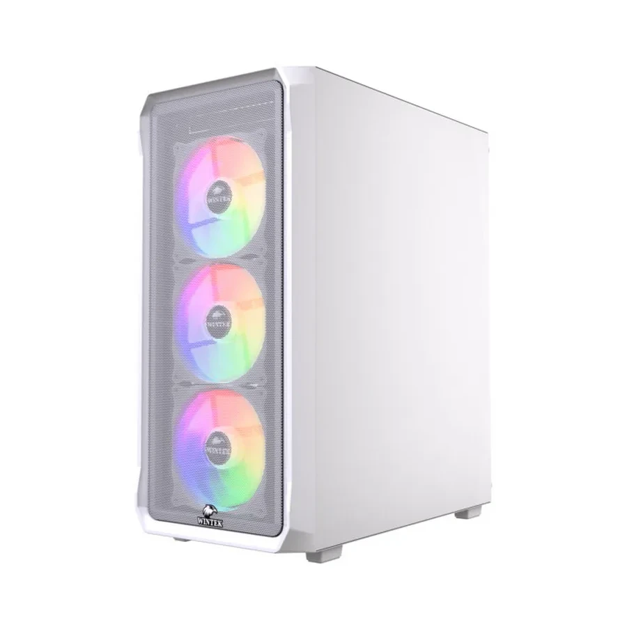 Корпус Wintek Tornado Pro PS195-W-M TG, ATX, USB 1*3.0/2*2.0, HD+Mic, 0,5mm, 4*12cm ARGB, White — 4