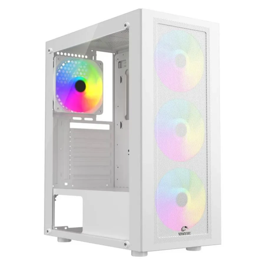 Корпус Wintek Magic L204-W-M TG, ATX/Micro ATX, USB1*3.0/1*2.0, 0.45mm, 4*12cm FRGB fan, White — 2