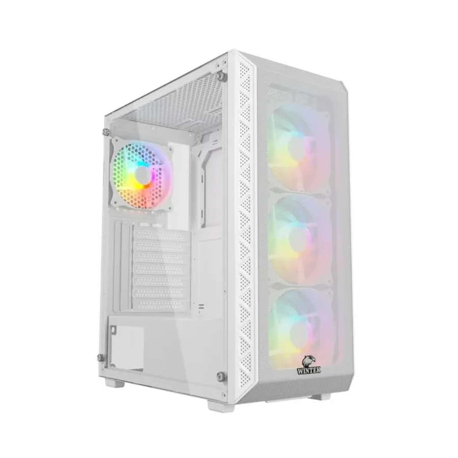 Корпус Wintek Mars PS195-6-M-W TG, ATX/Micro ATX, USB 1*3.0/2*2.0, 0,45mm, 4*12cm ARGB fan (контроллер + пульт д/у в комплекте), белый — 2