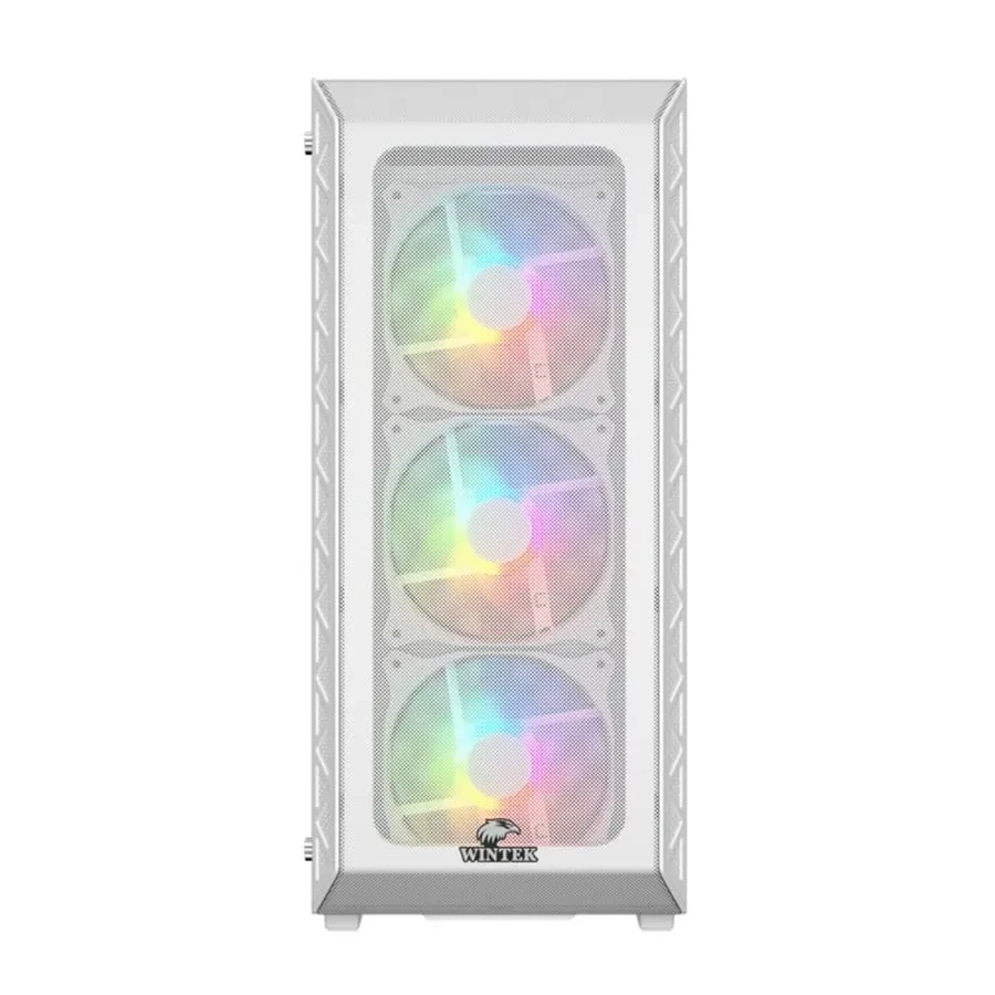 Корпус Wintek Mars PS195-6-M-W TG, ATX/Micro ATX, USB 1*3.0/2*2.0, 0,45mm, 4*12cm ARGB fan (контроллер + пульт д/у в комплекте), белый — 3