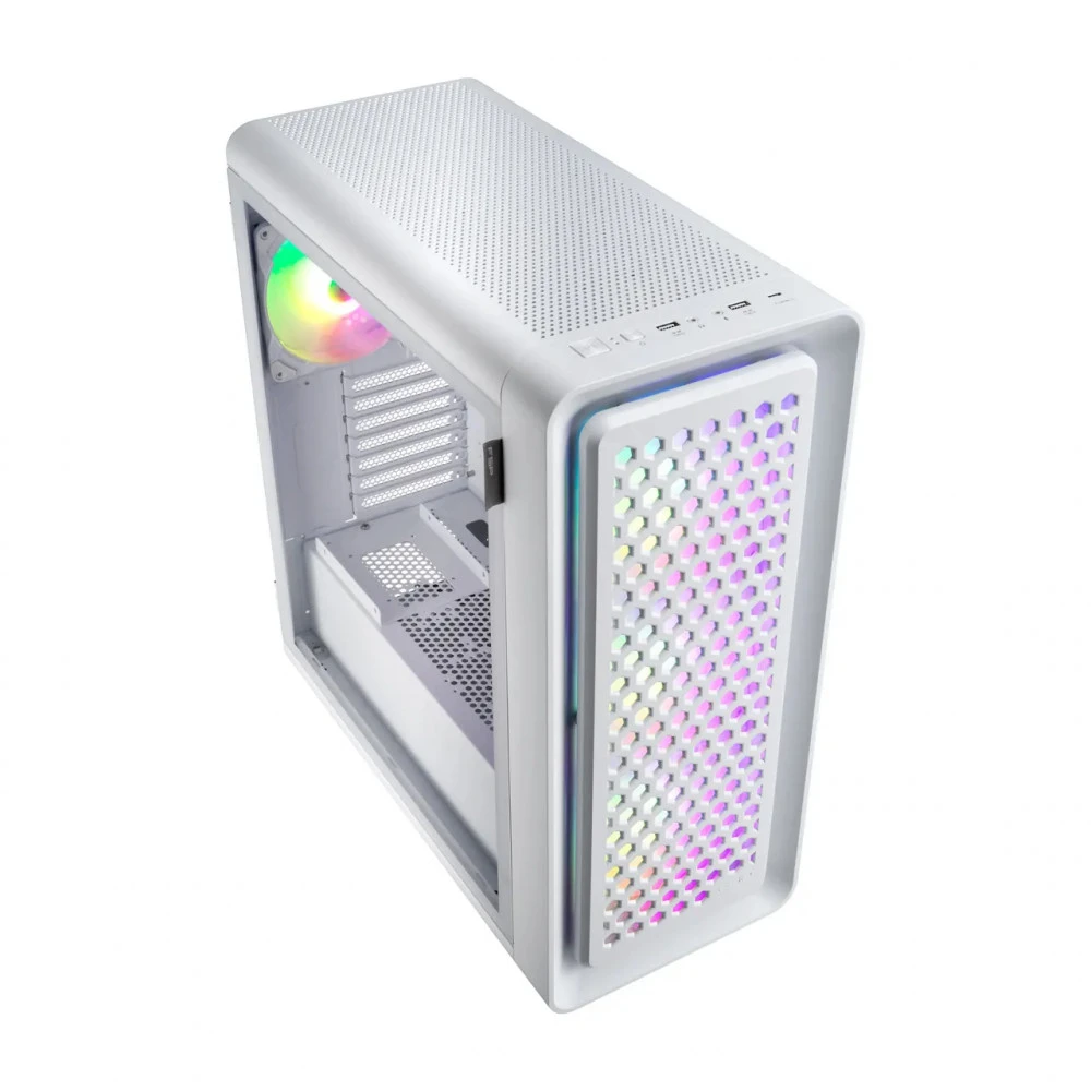 Кейс CUT593A-W, ATX Full Tower, E-ATX, ATX, M-ATX, Mini-ITX, USB3.0 x 2, Type-C, TG, White — 5